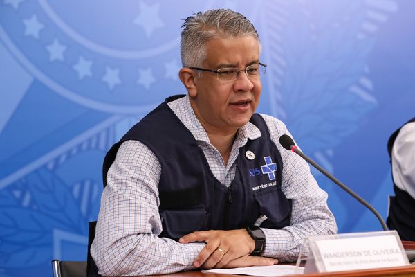 Secretário de Vigilância em Saúde do Ministério da Saúde, Wanderson Oliveira durante coletiva de imprensa