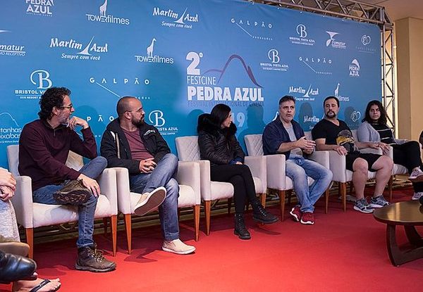 Coletiva de imprensa no 2º FestCine Pedra Azul, realizado em 2019