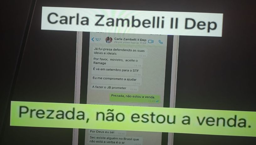 Conversa de WhatsApp entre Sergio Moro e Carla Zambelli