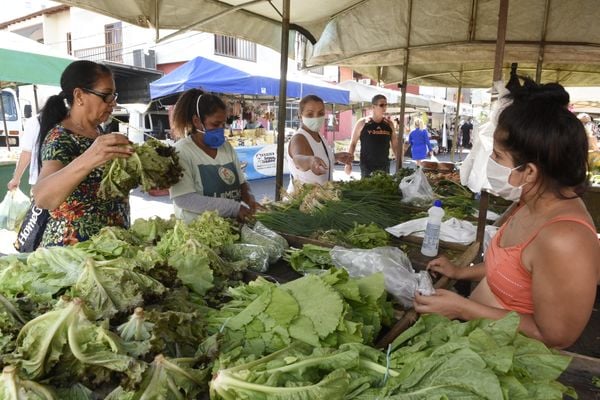 Movimento de clientes na feira livre do bairro Jardim Camburi, em Vitória por Carlos Alberto Silva