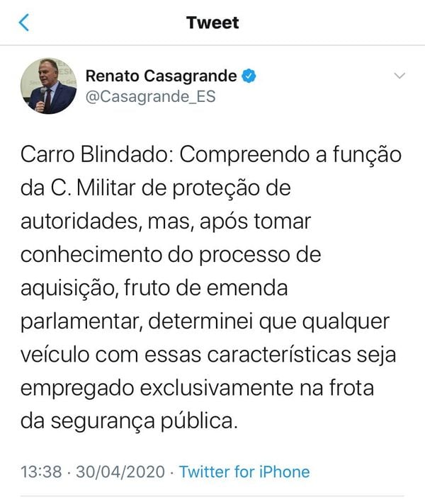 Governador anuncia novo destino dos veículos blindados