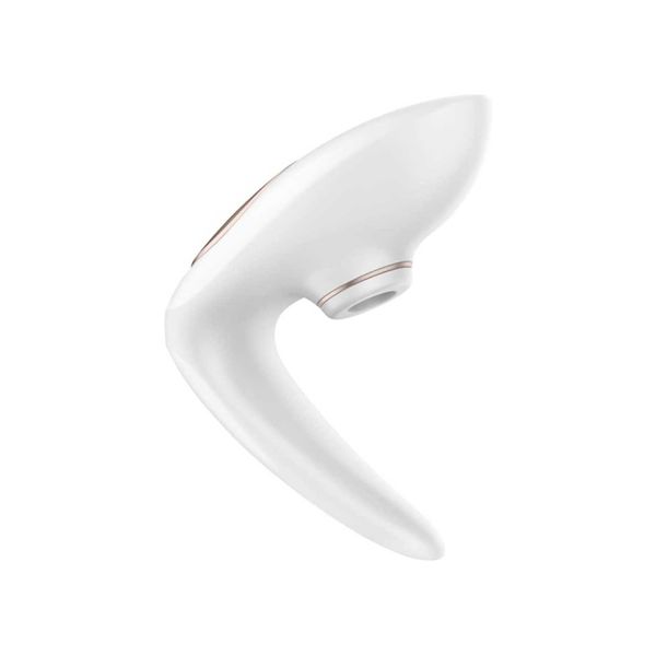 Satisfyer Pro 4 Couples  Vibrador para casal com sucção de clitóris. Possibilita ainda a penetração do pênis durante a ação, proporcionando sensações de prazer também ao homem por meio de estímulos no pênis, no canal vaginal e no ponto G. Preço: R$ 779,90 (3x de R$ 259,97). por  Divulgação/Butique Bella