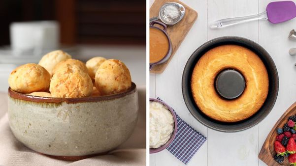 Pão de queijo e bolo de leite