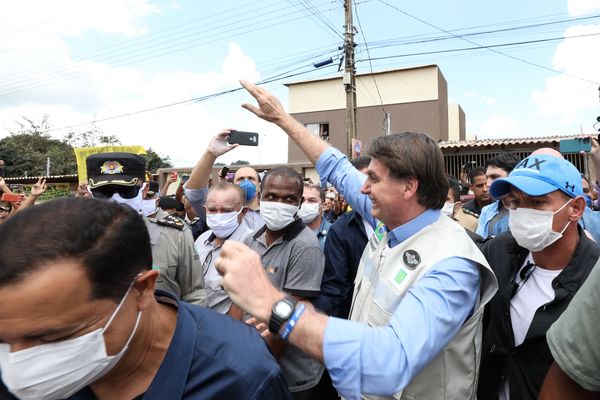 Presidente da República Jair Bolsonaro, durante visita ao Hospital de Campanha de Águas Lindas de Goiás.
