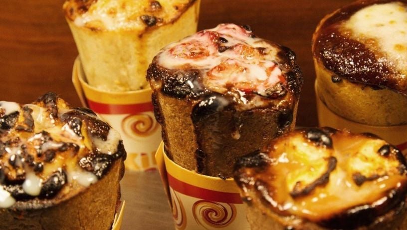 Pizzas doces em cone do King Kone Pizza Bar, em Vitória 