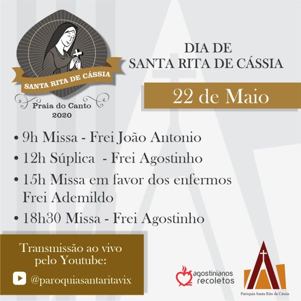 Programação da Festa de Santa Rita 2020