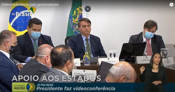Reunião de Jair Bolsonaro, Rodrigo Maia e Davi Alcolumbre com governadores sobre o projeto de socorro aos Estados