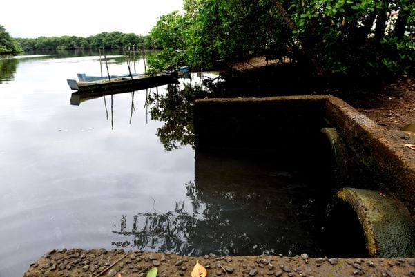 Data: 22/05/2020 - ES - Vitória - Esgoto sendo despejado no manguezal de Maria Ortiz, em Vitória - Editoria: Cidades - Foto: Ricardo Medeiros - GZ