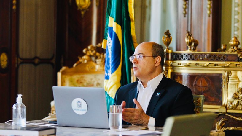 Governador Wilson Witzel Participa da Videoconferência do Fórum dos Governadores, no palácio Laranjeiras