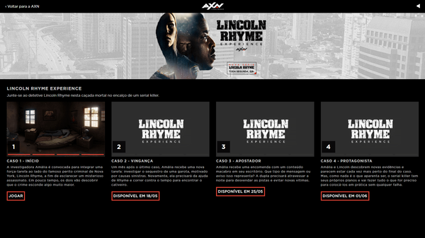 Jogo inspirado na série Lincoln Rhyme