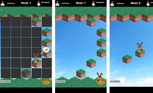 Jogo O caminho do Coelho, disponível na Play Store de forma gratuita.