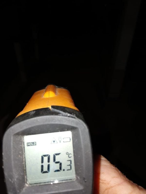 Perto das 6h da manhã, a internauta registrou 5,3 °C na localidade de São Martinho, em Alfredo Chaves