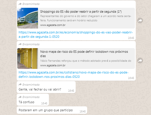 Pessoa manifesta desorientação ao ler duas notícias em sequência, proporcionadas pelo governo Casagrande, na última sexta-feira (29)