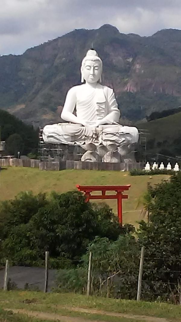 Vista para o novo Buda gigante, em Ibiraçu