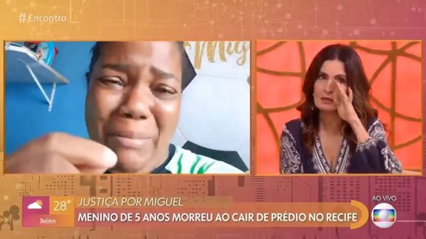 Fátima Bernardes chora durante entrevista com Mirtes Renata, mãe de Miguel