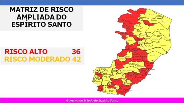 Atualização foi feita neste sábado (06). O Estado conta com 36 municípios com risco alto para a doença e outros 42 apresentam risco moderado