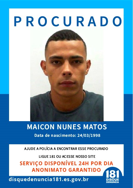 Maicon Nunes Matos: é um dos bandidos mais procurados de Guarapari e suspeito de tráfico interestadual de drogas
