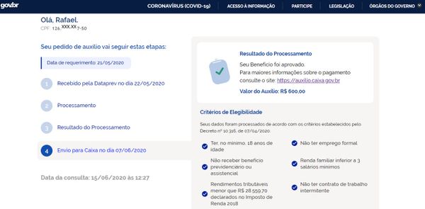 Rafael Batista Lemos, o Boladão, teve cadastro do auxílio emergencial aprovado