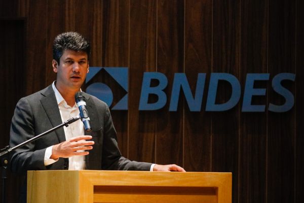 O presidente do Banco Nacional de Desenvolvimento Econômico e Social (BNDES), Gustavo Montezano, durante anúncio do resultado do Banco relativo ao ano de 2019