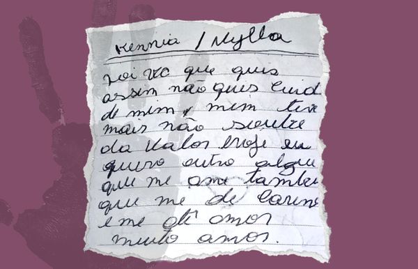 Celina escreveu o trecho de uma música que fala sobre decepção e desejo de ter um relacionamento saudável