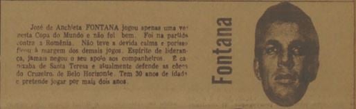 Resumo sobre Fontana publicado no Jornal A Gazeta no dia 22 de junho de 1970