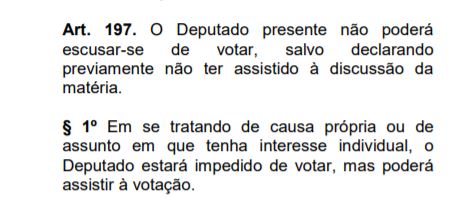 Trecho do regimento interno da Assembleia Legislativa do ES