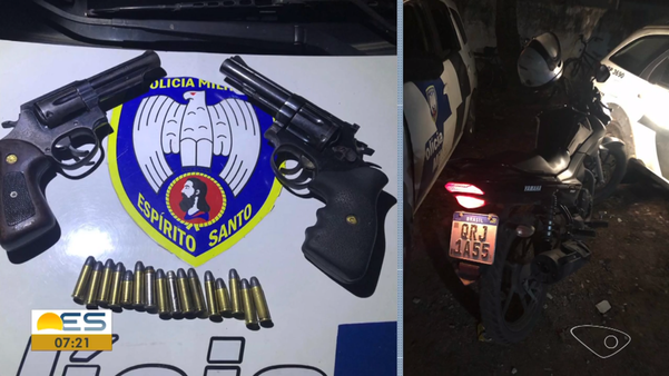 Armas, munição e moto recuperadas pela Polícia com grupo detido em Cariacica