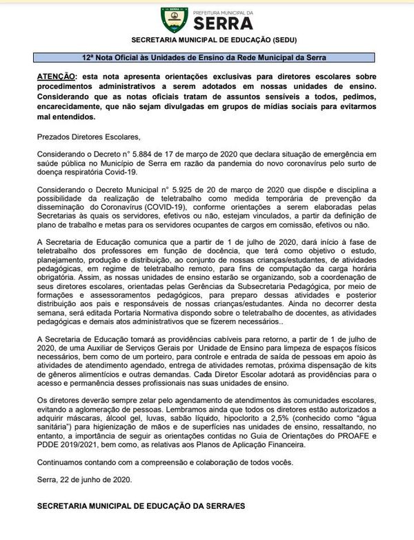 Comunicado da PMS