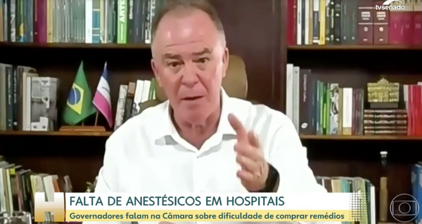 O Governador do Estado, Renato Casagrande, fala, em rede nacional, da falta de remédios em hospitais