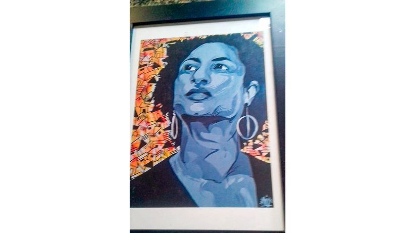 Quadro com retrato de Marielle Franco