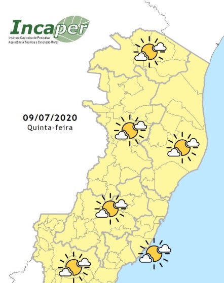 Mapa de previsão do tempo para quinta (9)