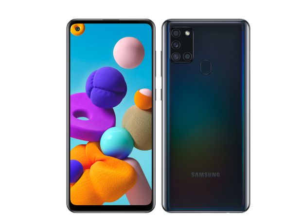 Smartphone Samsung Galaxy A21s, tela 6.5", 64GB, Octa-Core, 4GB RAM, Câmera quádrupla. 48MP + 8MP +2 MP + 2MP. Cor: preto. Código: 450805. por Divulgação/Sipolatti