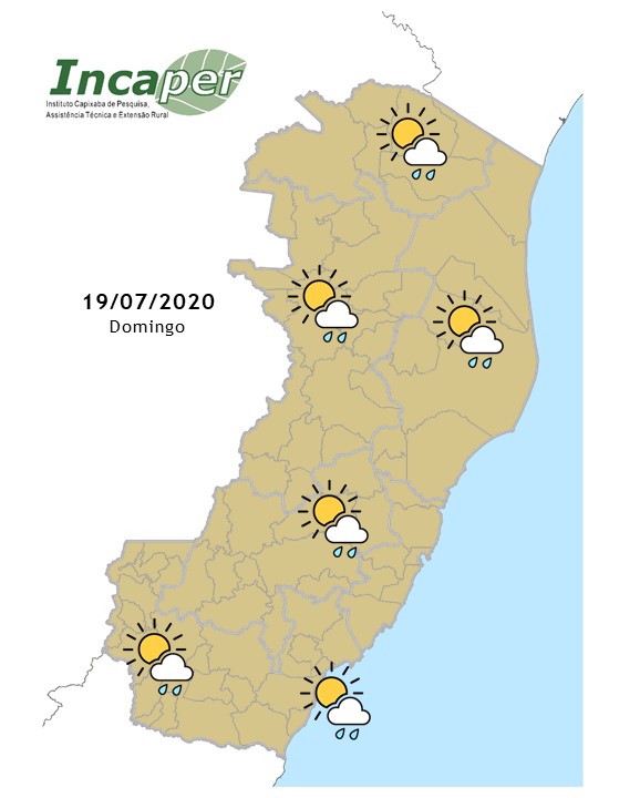 Domingo de sol entre nuvens e chuva em todo o ES