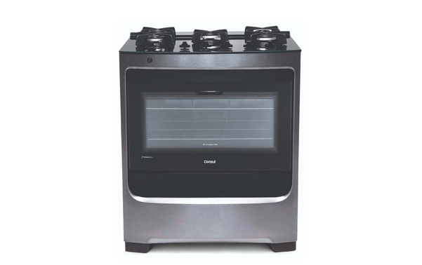 Fogão Consul 5 bocas CFS5VAR com mesa de vidro. Inox; bivolt. Código: 439657. por Divulgação