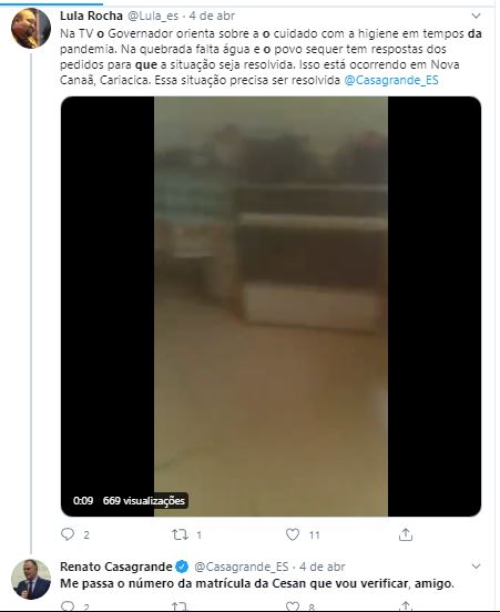 Casagrande responde a comentário de Lula Rocha nas redes