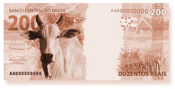 Nova nota de R$ 200: com a imagem de um boi por Reprodução/Twitter