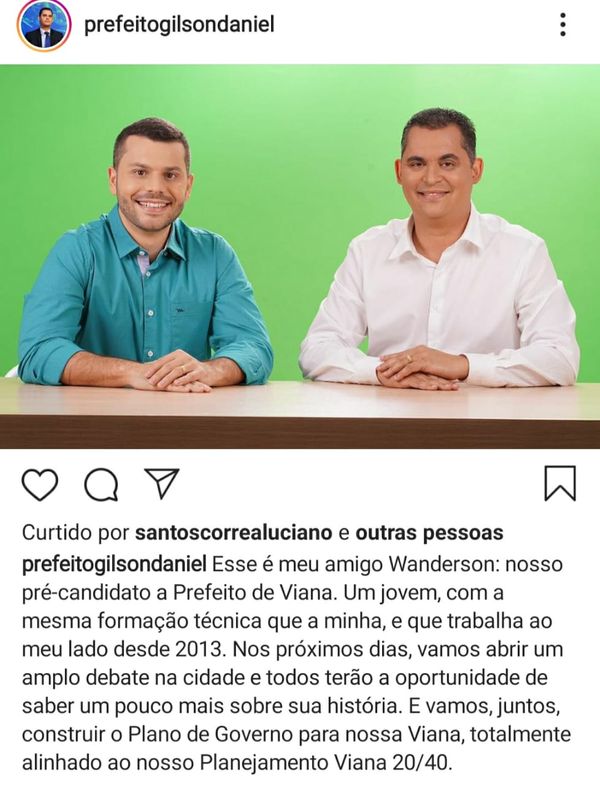Wanderson e Gilson Daniel em post no Instagram