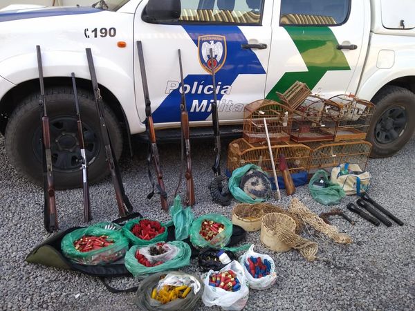 Polícia Ambiental apreende armas, munição, pássaros e caças abatidas em Linhares