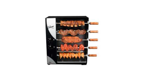 Churrasqueira Arke a gás rotativo Vulcano Cattiva, 5 espetos. Código: 408066.  por Divulgação/Sipolatti