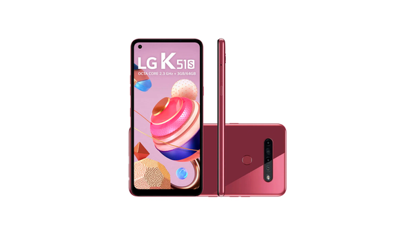 Smartphone LG K51s Tela 6.55", 64GB, 3GB RAM, Octa core, câmera quádrupla, vermelho. Código: 449595. por Divulgação/Sipolatti