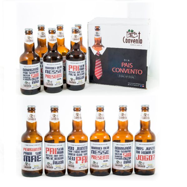 Kit com cervejas de rótulos personalizados para o Dia dos Pais da cervejaria Convento