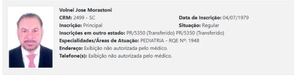 Volnei José Morastoni (MDB) é médico desde 1979, com especialização em pediatria