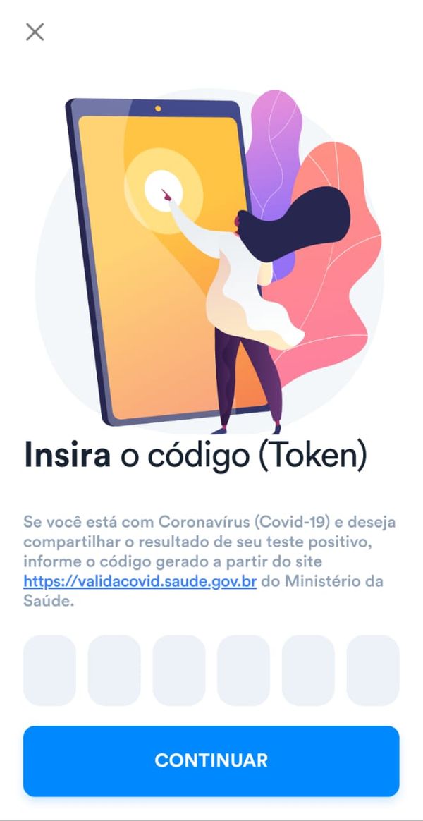 07 - Caso ou seu teste deu positivo, clique em "compartilhar teste positivo". Em seguida o app vai pedir alguns dados de confirmalçao por Reprodução/Ministério da Saúde