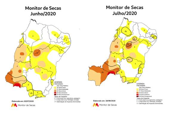 Monitor de Secas compara meses de junho e julho no Espírito Santo