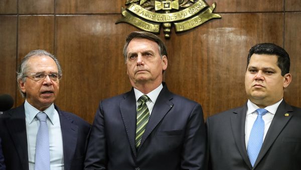 Ministro da Economia, Paulo Guedes, presidente Jair Bolsonaro, presidente do Senado, Davi Alcolumbre