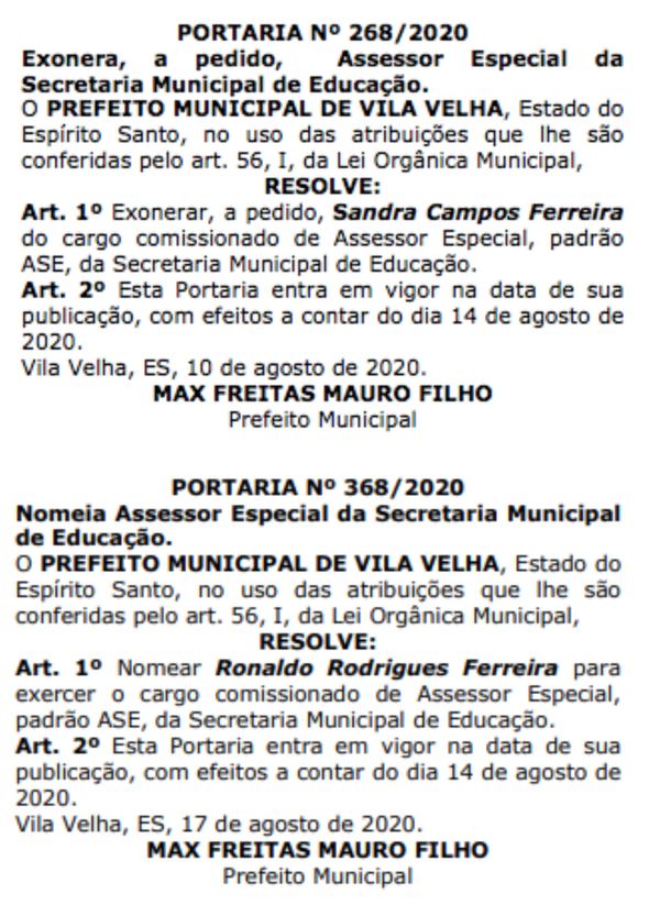 publicado no diário oficial