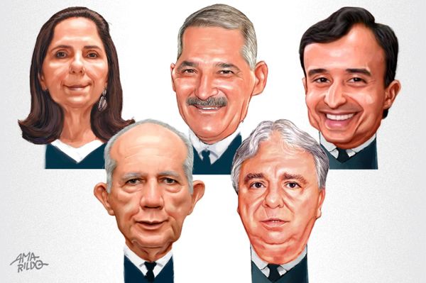 Da esquerda para a direita, em sentido horário: Eliana Dadalto, Guerino Zanon, Lucas Scaramussa, Marcos Garcia e Luiz Durão