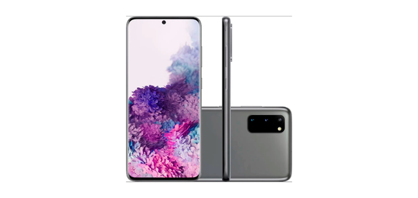 Smartphone Samsung Galaxy S20 tem tela infinita de 6.2", memória interna de 128GB e memória RAM de  8GB. Vem ainda com câmera tripla, dual chip, 4G, Android 10 (Cosmic Gray). Código: 448390. por Divulgação/Sipolatti