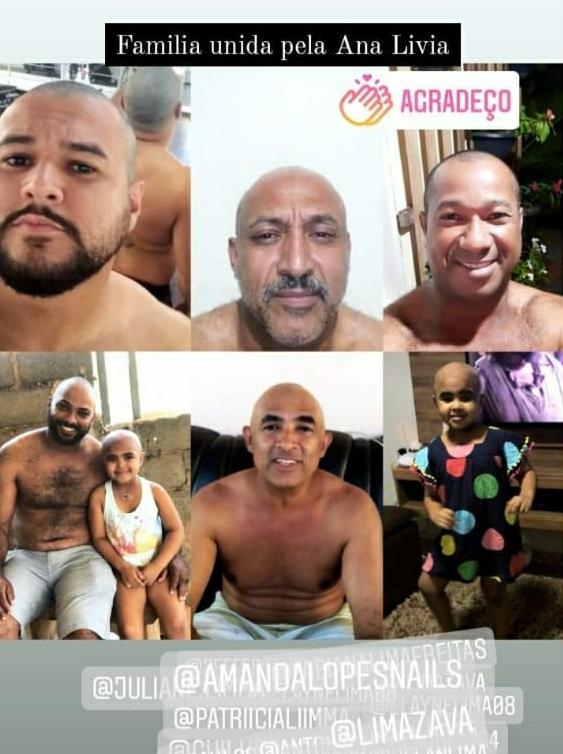 Tios de Ana Lívia também rasparam os cabelos