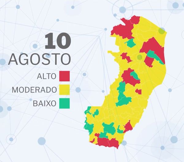 Mapa de risco da Covid-19 em agosto